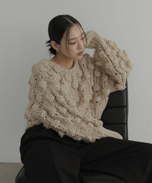 hellam（へラム）の「ポップコーンハンドニット（ニット/セーター・レディース・ブラウン/チャコール/オリーブ/アイボリー・FREE）」の6枚目の写真