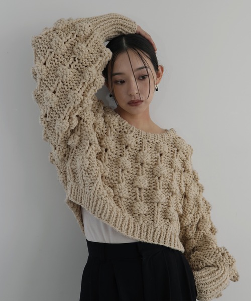 hellam（へラム）の「ポップコーンハンドニット（ニット/セーター・レディース・ブラウン/チャコール/オリーブ/アイボリー・FREE）」の7枚目の写真