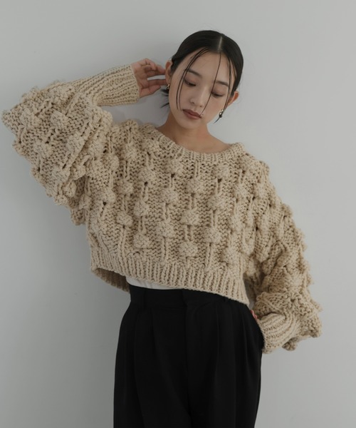 hellam（へラム）の「ポップコーンハンドニット（ニット/セーター・レディース・ブラウン/チャコール/オリーブ/アイボリー・FREE）」の11枚目の写真