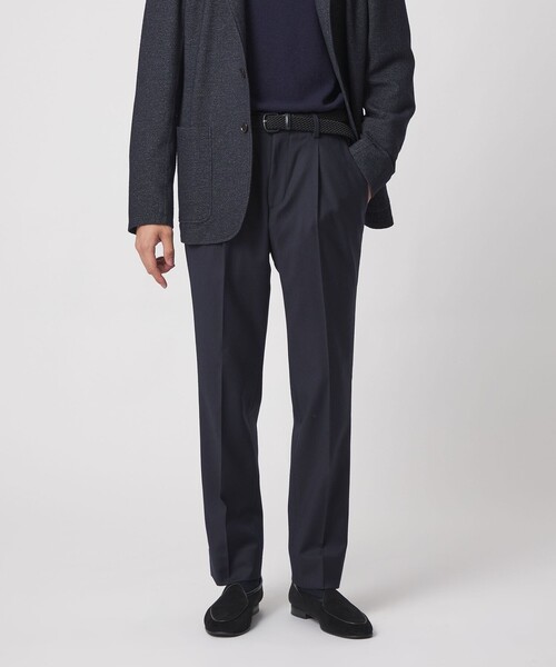 スリムテーパード サイドシャーリング 1プリーツ スラックス