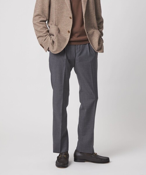 スリムテーパード サイドシャーリング 1プリーツ スラックス