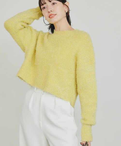 PICCIN（ピッチン）の「ラメシャギープルオーバー（ニット/セーター・レディース・シルバー/パープル/イエロー・M）」の2枚目の写真