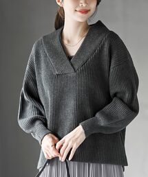 ショールカラーニットプルオーバー