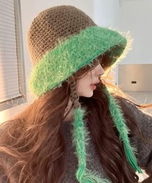 CELENA BEATS（セレナビーツ）の「ツートン フリンジ ニット フライハット（ハット）」