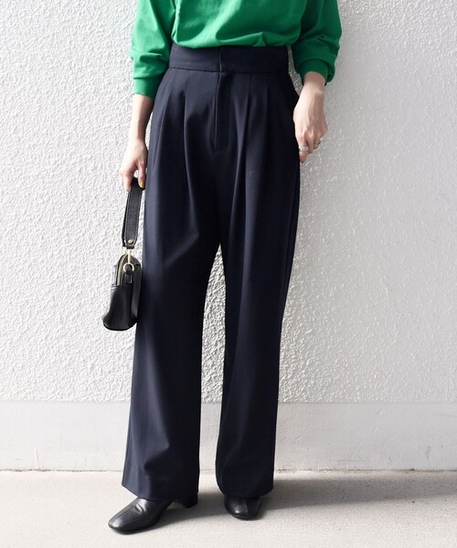 SHIPS any:〈洗濯機可能〉ウォーム ストレッチ ハイウエスト 2タック