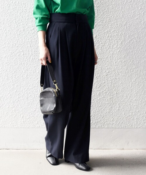 パンツ viv4422 SHIPS any:〈洗濯機可能〉ウォーム ストレッチ ハイウエスト 2タック