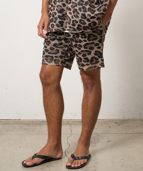 STUD MUFFIN（スタッドマフィン）の「mp14312-レオパードメッシュ スマイリーパッチ ショートパンツ(614-06289)（その他パンツ・メンズ・ブラウン・2/3/4）」の2枚目の写真
