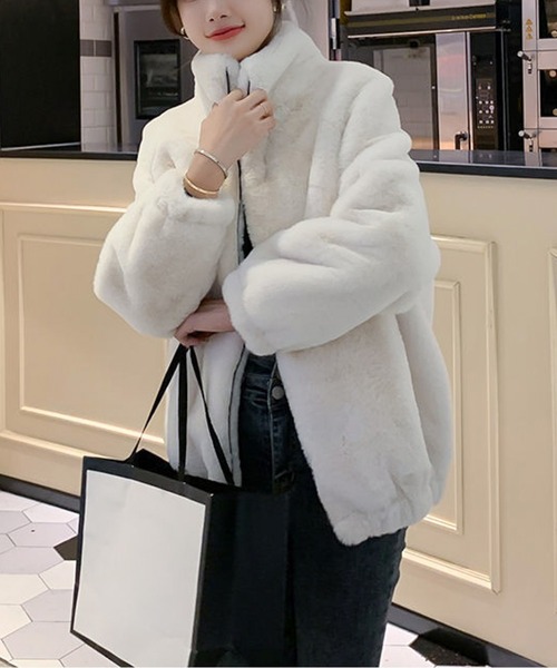 AMAJI(アマジ)の「エコファージップアップジャケット(ムートンコート・レディース・グレー/オフホワイト・MEDIUM/LARGE/X-LARGE)」の7枚目の写真