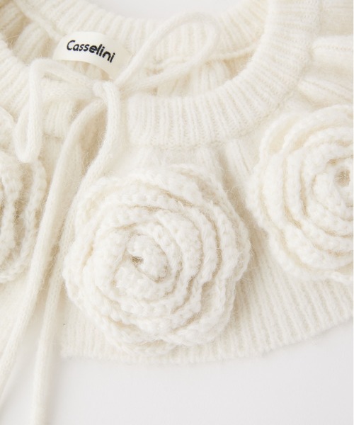 Casselini（キャセリーニ）の「Casselini(キャセリーニ)フラワーニットカラー（付け襟・レディース・ブラック/ホワイト・FREE）」の14枚目の写真
