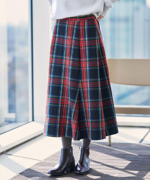 Dessin（デッサン）の「【洗える】チェック柄起毛フレアスカート（スカート・レディース・ブラック系2/カーキ系2/レッド系4・01/02/03/00）」の3枚目の写真