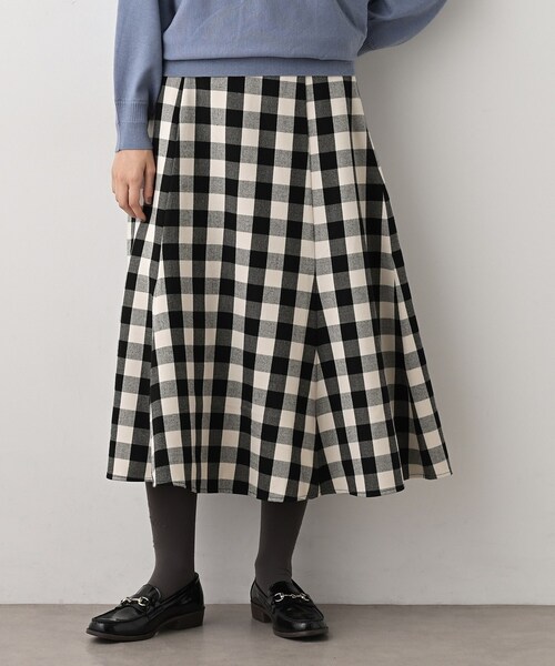 Dessin（デッサン）の「【洗える】チェック柄起毛フレアスカート（スカート・レディース・ブラック系2/カーキ系2/レッド系4・01/02/03/00）」の4枚目の写真