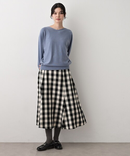 Dessin（デッサン）の「【洗える】チェック柄起毛フレアスカート（スカート・レディース・ブラック系2/カーキ系2/レッド系4・01/02/03/00）」の6枚目の写真
