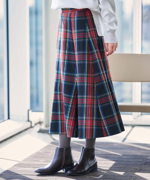 Dessin（デッサン）の「【洗える】チェック柄起毛フレアスカート（スカート・レディース・ブラック系2/カーキ系2/レッド系4・01/02/03/00）」の12枚目の写真