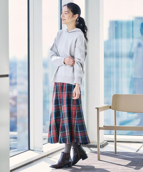 Dessin（デッサン）の「【洗える】チェック柄起毛フレアスカート（スカート・レディース・ブラック系2/カーキ系2/レッド系4・01/02/03/00）」の14枚目の写真