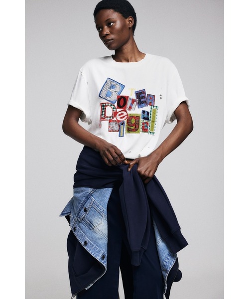 セール】【Desigual×BOTTER】パッチワークレタリングTシャツ（Tシャツ