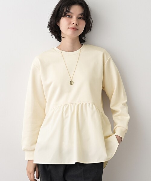 Dessin(デッサン)の「【体型カバー/洗える】ペプラムスウェット(Tシャツ/カットソー・レディース・アイボリー/マスタード/ダークブラウン・02/01)」の2枚目の写真