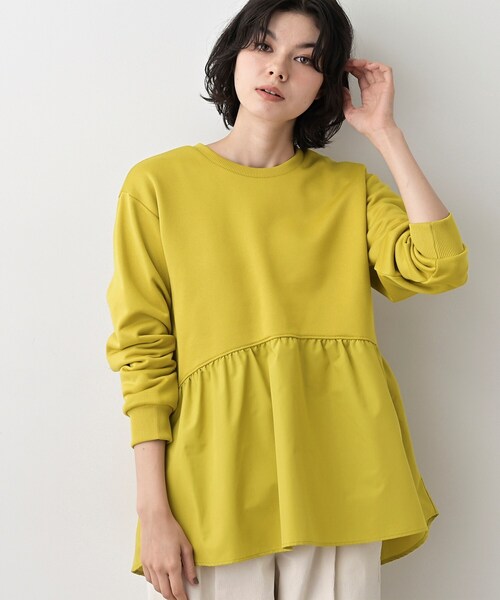 Dessin(デッサン)の「【体型カバー/洗える】ペプラムスウェット(Tシャツ/カットソー・レディース・アイボリー/マスタード/ダークブラウン・02/01)」の1枚目の写真