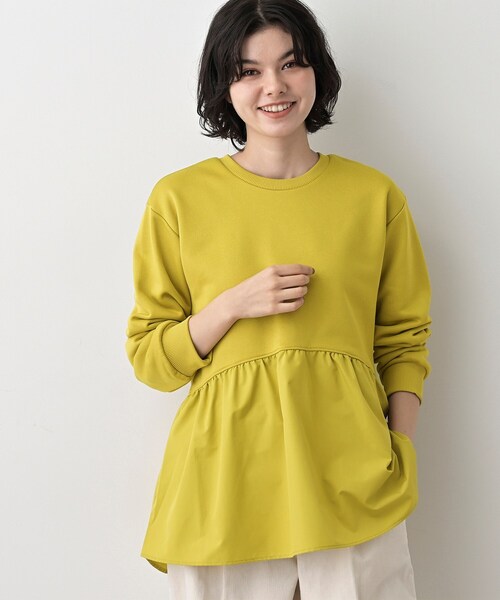 Dessin(デッサン)の「【体型カバー/洗える】ペプラムスウェット(Tシャツ/カットソー・レディース・アイボリー/マスタード/ダークブラウン・02/01)」の9枚目の写真