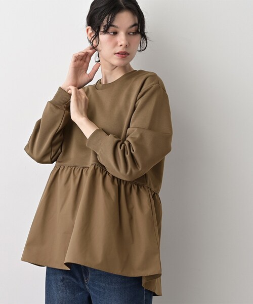 Dessin(デッサン)の「【体型カバー/洗える】ペプラムスウェット(Tシャツ/カットソー・レディース・アイボリー/マスタード/ダークブラウン・02/01)」の13枚目の写真