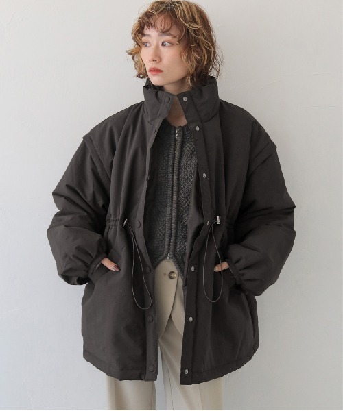 CLEIO(クレイオ)の「【CLEIO】2WAYミドル丈中綿コート 2WAY MID-LENGTH PADDED COAT/940-14616(ダウンジャケット/コート・レディース・ホワイト系その他/チャコール/ブラウン・フリー)」の3枚目の写真