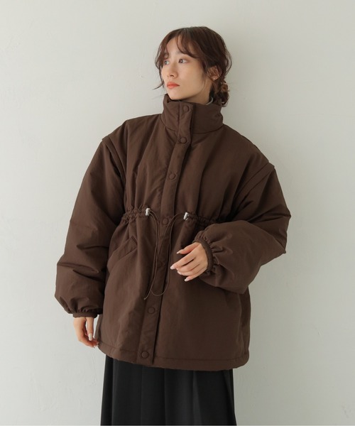 CLEIO(クレイオ)の「【CLEIO】2WAYミドル丈中綿コート 2WAY MID-LENGTH PADDED COAT/940-14616(ダウンジャケット/コート・レディース・ホワイト系その他/チャコール/ブラウン・フリー)」の4枚目の写真