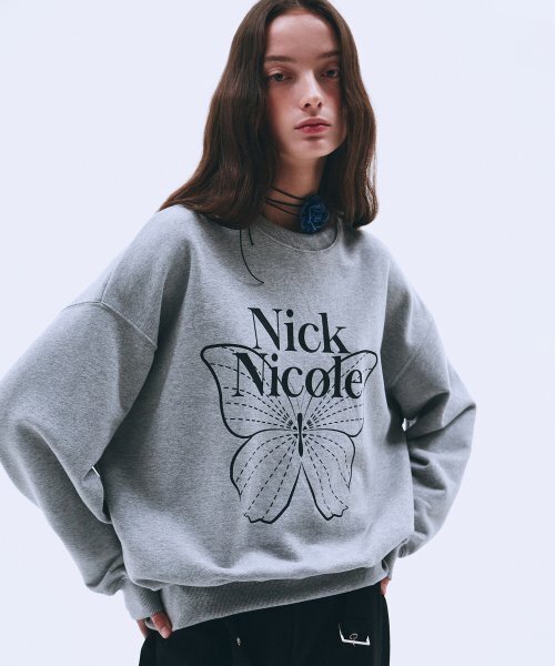 NICK&NICOLE（ニックアンドニコール）の「BUTTERFLY SIGNATURE SWEATSHIRT_GRAY BLACK（スウェット・レディース・その他・FREE）」の3枚目の写真