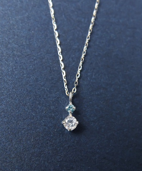 TAKE-UP（テイクアップ）の「K10ダイヤモンド　ホワイトトパーズシンプルネックレス( WG)（ネックレス・レディース・ホワイトゴールド・FREE）」の5枚目の写真