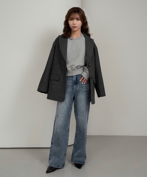I_am(アイアム)の「semi flare silhouette denim【I_am × kimina】 / セミフレアシルエットデニム(デニムパンツ・レディース・ネイビー/ブルー・X-SMALL/SMALL/MEDIUM)」の5枚目の写真