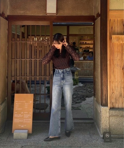 I_am(アイアム)の「semi flare silhouette denim【I_am × kimina】 / セミフレアシルエットデニム(デニムパンツ・レディース・ネイビー/ブルー・X-SMALL/SMALL/MEDIUM)」の16枚目の写真