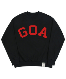 [UNISEX] GOAフロッキングバックスマイル刺繍マンツーマン_ブラック