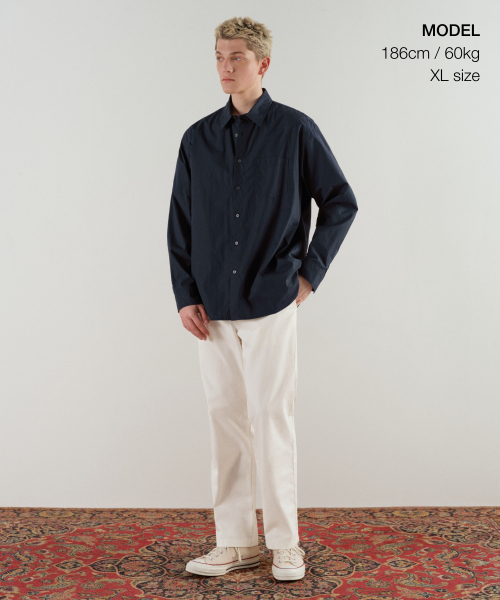 MUSINSA STANDARD（ムシンサスタンダード）の「リラックスドソフトポプリンシャツ[ネイビー]（シャツ/ブラウス・メンズ・その他・LARGE/X-LARGE/XX-LARGE/SMALL/MEDIUM）」の2枚目の写真
