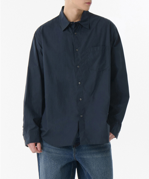 MUSINSA STANDARD（ムシンサスタンダード）の「リラックスドソフトポプリンシャツ[ネイビー]（シャツ/ブラウス・メンズ・その他・LARGE/X-LARGE/XX-LARGE/SMALL/MEDIUM）」の3枚目の写真