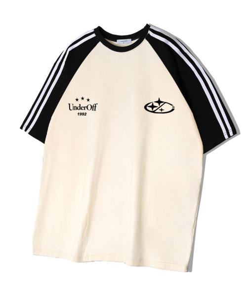 UNDEROFF(アンダーオフ)の「オーバーフィットラグラントラックライン半袖Tシャツスターロゴブラック(Tシャツ/カットソー・レディース・ブラック・SMALL/MEDIUM/LARGE/X-LARGE)」の2枚目の写真