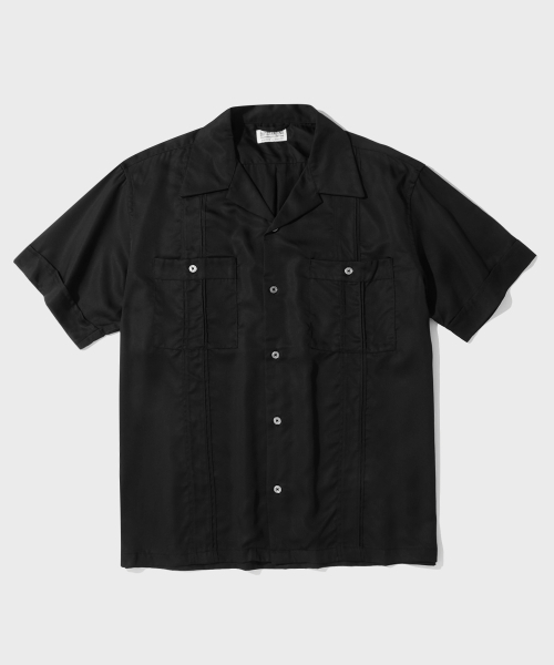 OUTSTANDING(アウトスタンディング)の「2PK CUBAN COLLAR HALF SHIRT_BLACK(シャツ/ブラウス・メンズ・その他・SMALL/MEDIUM/LARGE)」の1枚目の写真