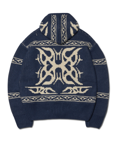 NOMANUAL(NOMANUAL)の「COWICHAN HOODED ZIP-UP - NAVY(ニット/セーター・レディース・その他・LARGE/X-LARGE/MEDIUM)」の2枚目の写真