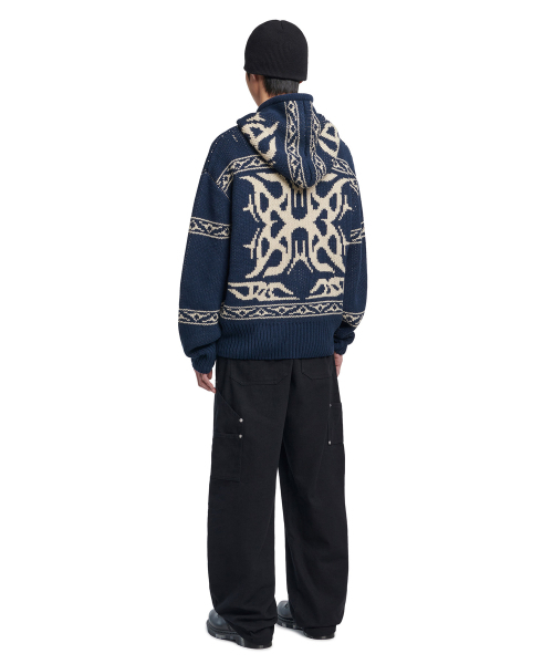 NOMANUAL(NOMANUAL)の「COWICHAN HOODED ZIP-UP - NAVY(ニット/セーター・レディース・その他・LARGE/X-LARGE/MEDIUM)」の4枚目の写真