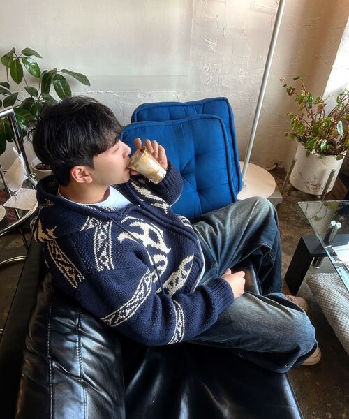NOMANUAL(NOMANUAL)の「COWICHAN HOODED ZIP-UP - NAVY(ニット/セーター・レディース・その他・LARGE/X-LARGE/MEDIUM)」の21枚目の写真