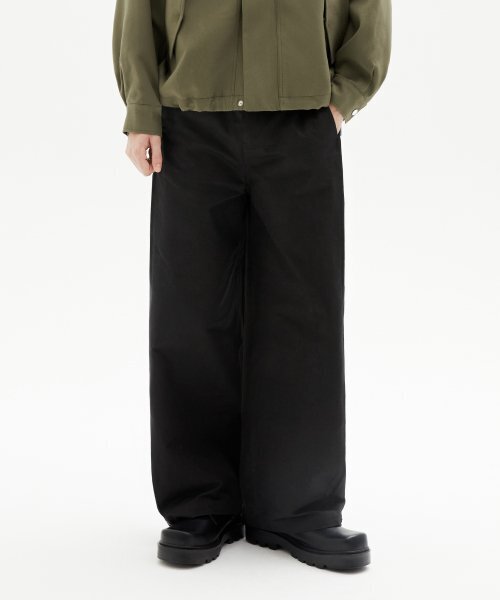 TRILLION(トリリオン)の「サイドタックスナップボタンワイドコットンパンツ(ブラック)(その他パンツ・レディース・その他・MEDIUM/LARGE/X-LARGE)」の1枚目の写真