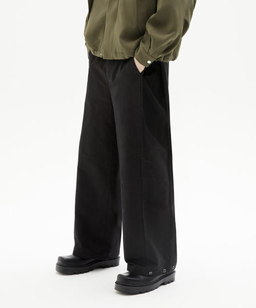 TRILLION(トリリオン)の「サイドタックスナップボタンワイドコットンパンツ(ブラック)(その他パンツ・レディース・その他・MEDIUM/LARGE/X-LARGE)」の2枚目の写真