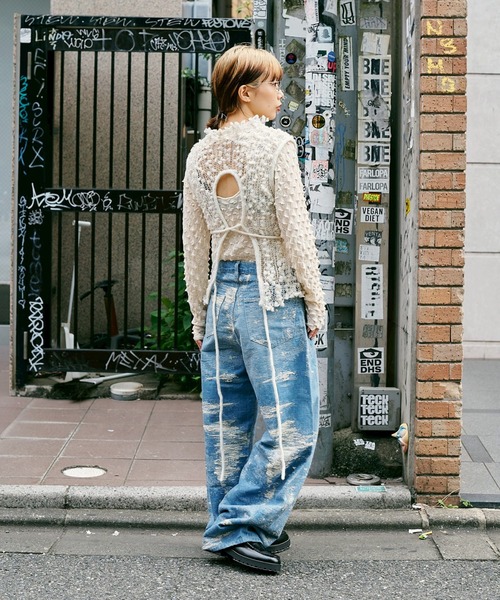 OPEN SESAME CLUB(オープンセサミクラブ)の「Pom-Pom vest(ベスト・レディース・ホワイト/ブラック・FREE)」の4枚目の写真