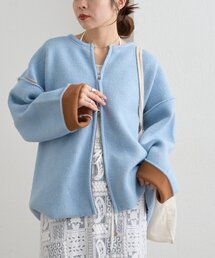 CIAOPANIC TYPY | ダブルジップ配色ヤクライクニットジャケット(カーディガン/ボレロ)