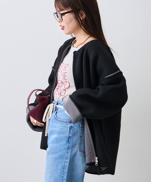 セール】【春の羽織としても◎/ふわもち】ダブルジップ配色ヤクライク