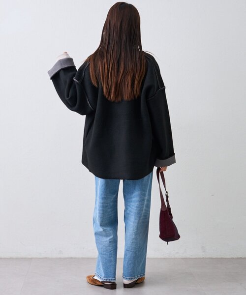 セール】【春の羽織としても◎/ふわもち】ダブルジップ配色ヤクライク