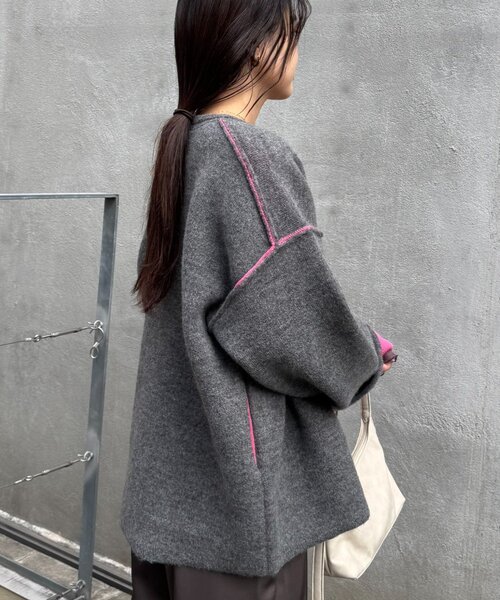 セール】【軽アウターとしても◎/ふわもち】ダブルジップ配色ヤク