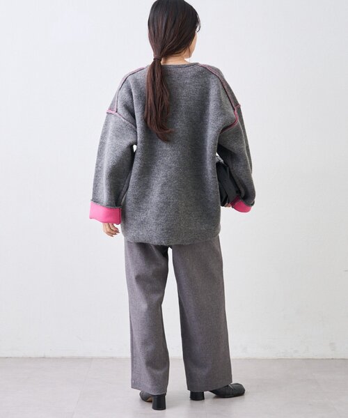 セール】【春の羽織としても◎/ふわもち】ダブルジップ配色ヤクライク