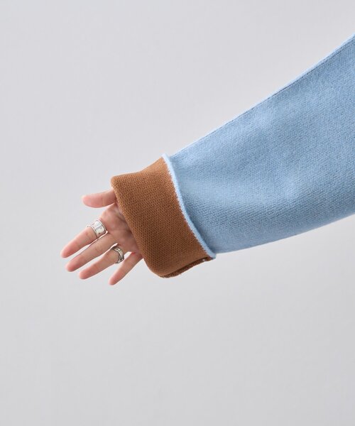 セール】【軽アウターとしても◎/ふわもち】ダブルジップ配色ヤク