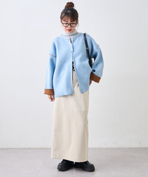 バニラ❣️ ランバン✨ニットコート　 毛100 暖かい　バイカラー HARE（ハレ）の「【CHiNPAN×HARE】アートニット(HARE)（ニット