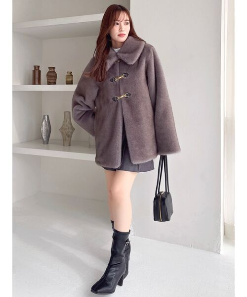 ビットミドルミンクライクファーコート（その他アウター）｜dazzlin