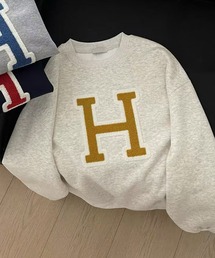 ロゴ 刺繍 スウェット トップス プルオーバー 長袖 秋冬