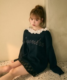 TITTY&CO. | フリル襟付きラメ刺繍ニット(ニット/セーター)